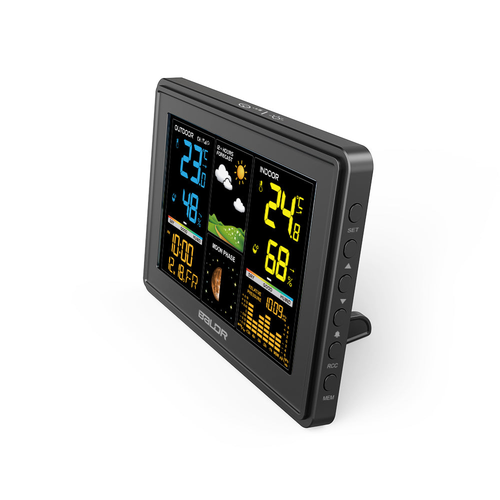 Regevo WLAN-Weerstation met Buitensensor, Thermometer en Hygrometer voor Binnen en Buiten, WIFI-Weerstation met Weersvoorspelling, Temperatuur, UV- index, App-Bediening, DCF-radioklok Regevo WLAN-Weerstation met Buitensensor, Thermometer en Hygrometer voor Binnen en Buiten, WIFI-Weerstation met Weersvoorspelling, Temperatuur, UV- index, App-Bediening, DCF-radioklok