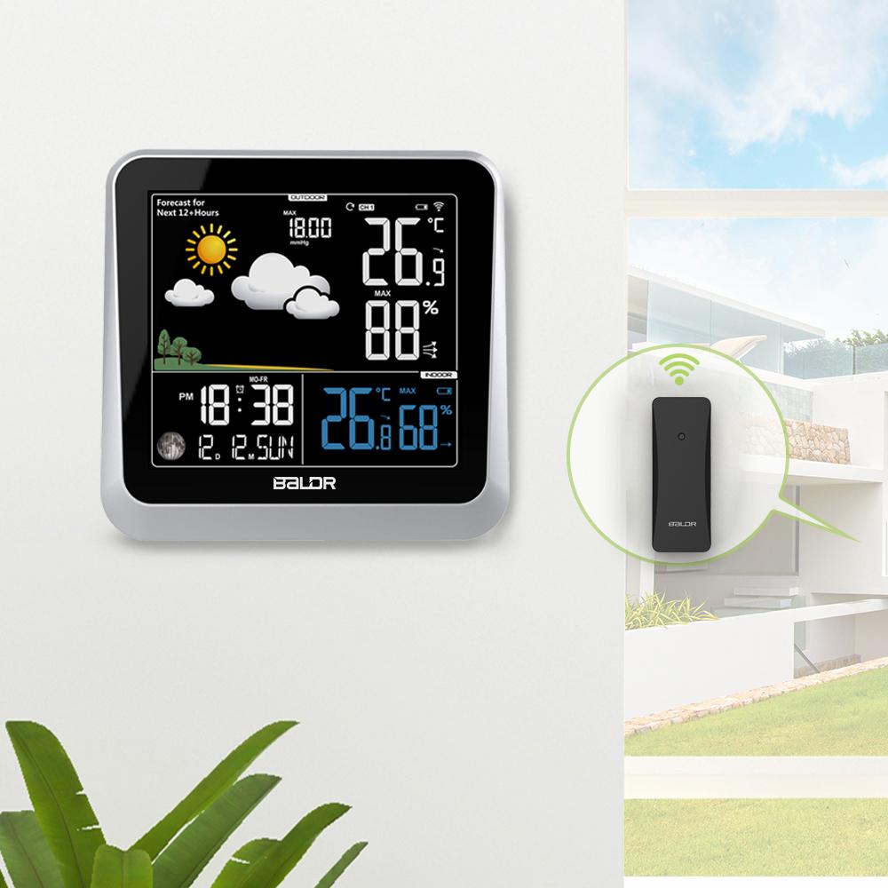 BALDR WS0336 Wireless Indoor/Outdoor Weather Station - Thermometer & Hygrometer - Temperature & Humidity - Constant Backlight - Power Adapter Included - BALDR Electronic