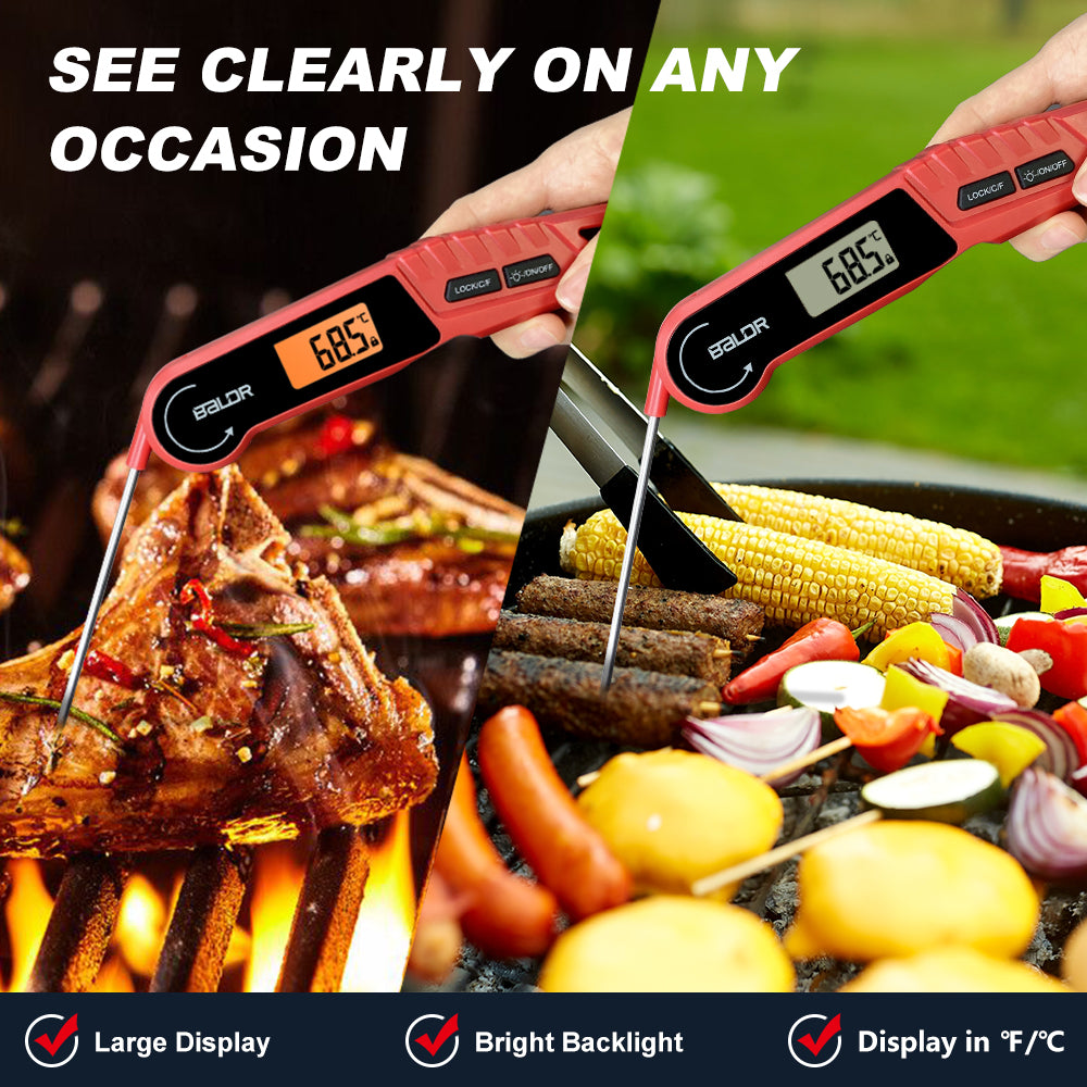 BALDR Digital Meat Thermometer, Instant Read Food Thermometer for Kitchen Cooking and Outdoor BBQ Fast and Accurate reading