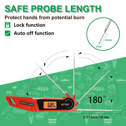 BALDR Digital Meat Thermometer, Instant Read Food Thermometer for Kitchen Cooking and Outdoor BBQ Fast and Accurate reading features