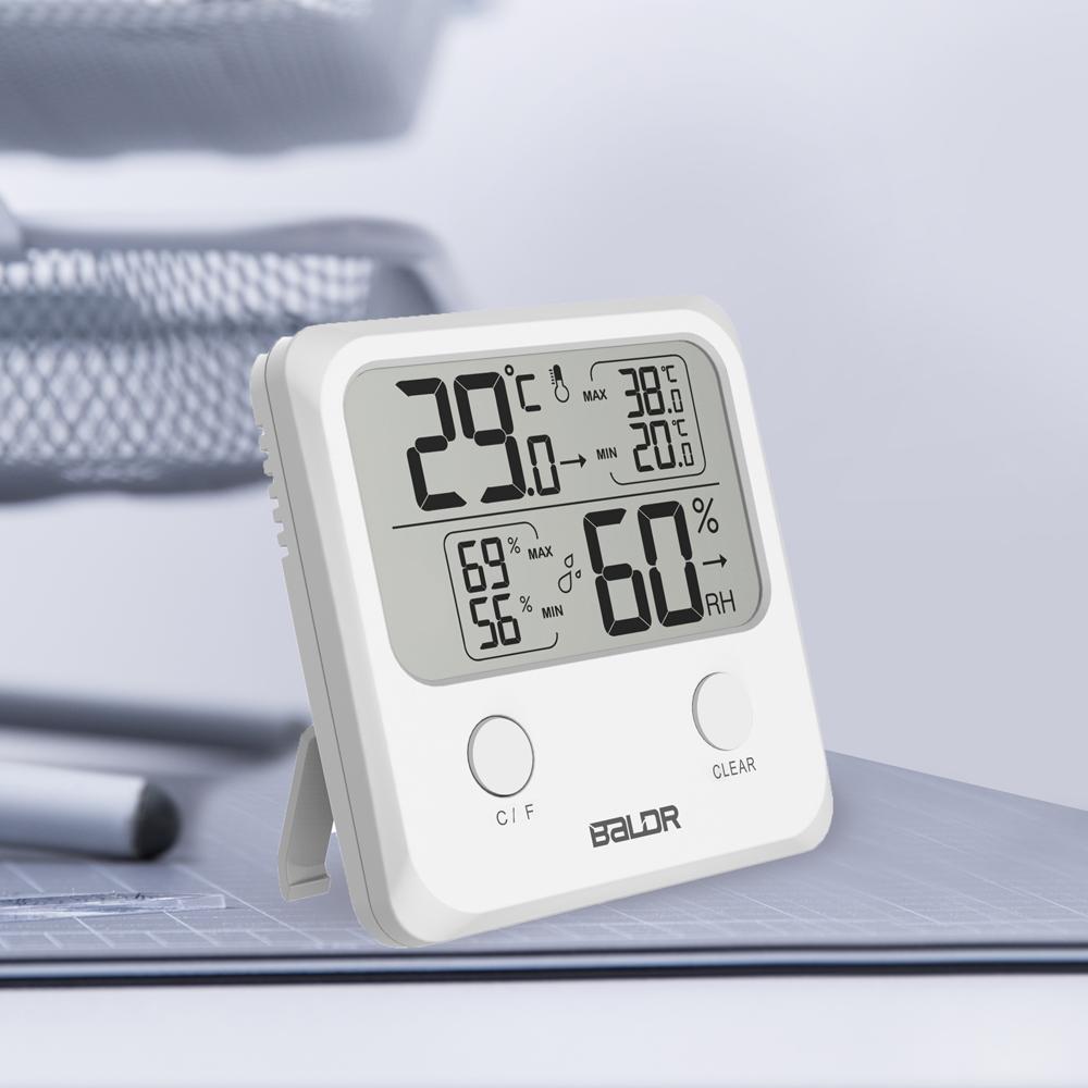 Digital Thermo-Hygrometer Square Thermometer White - BALDR Electronic