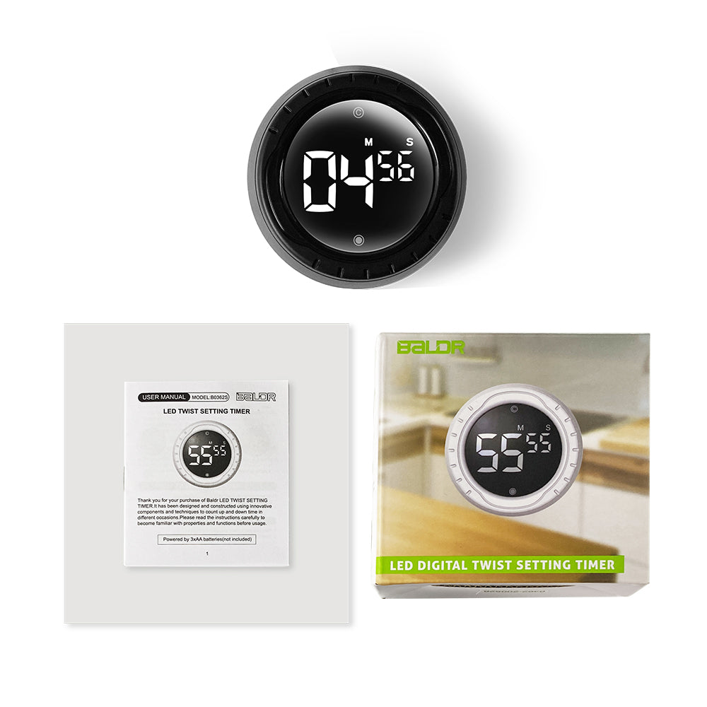 Baldr Digital Kitchen Timer - precise and reliable countdown for cooking, baking, and meal prep, featuring an easy-to-read display and compact design