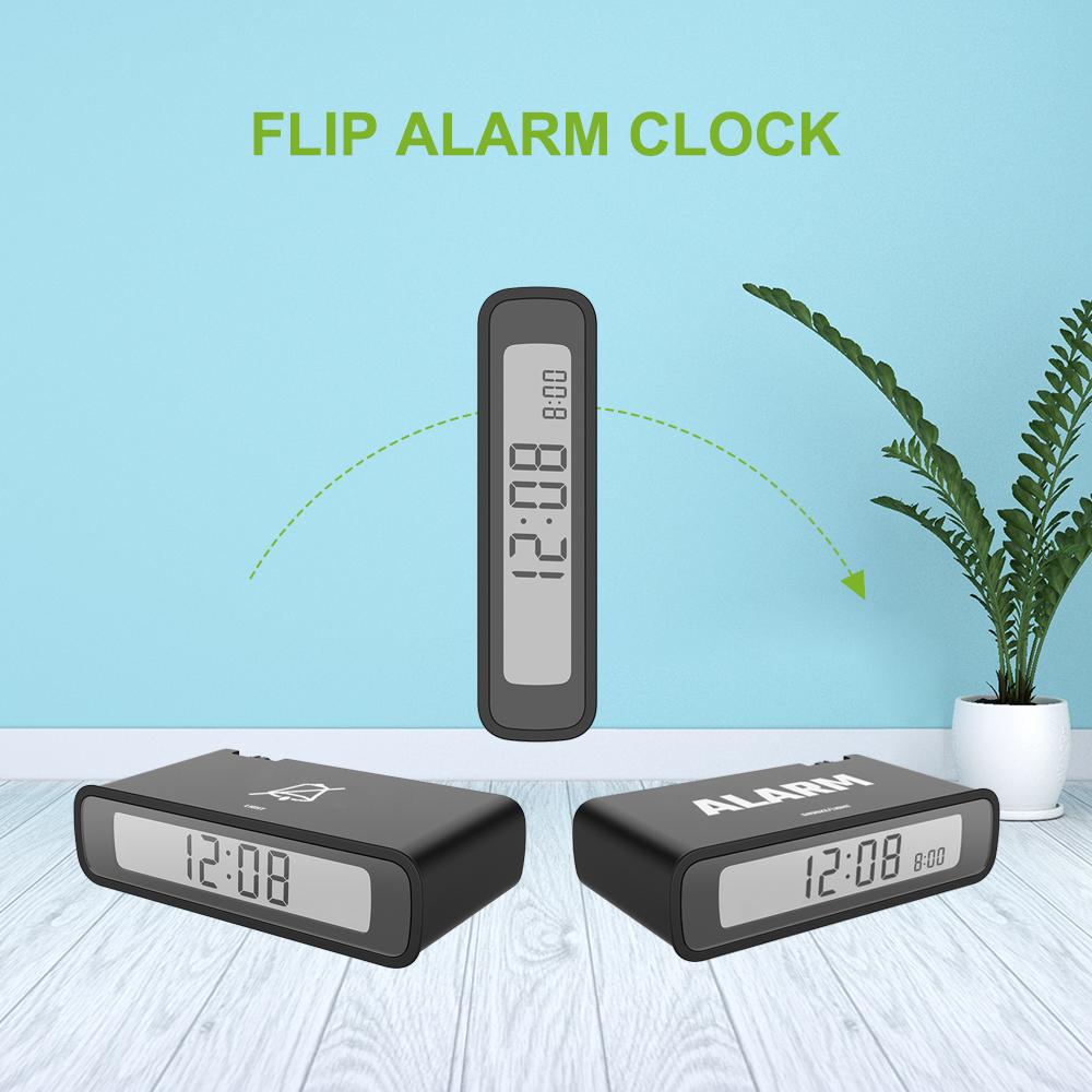 Black Baldr  Flip Alarm Clock with Snooze  product features Digital Travel Clock 4