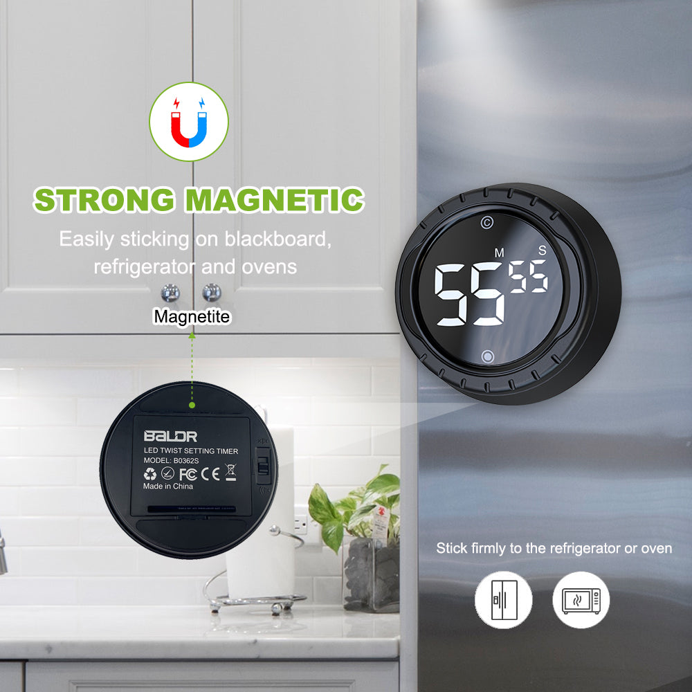 Baldr Digital Kitchen Timer - precise and reliable countdown for cooking, baking, and meal prep, featuring an easy-to-read display and compact design