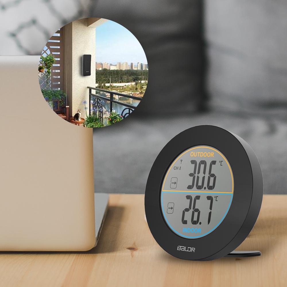 BALDR Wireless Indoor/Outdoor Thermometer - Surface/Wall Mounted Temperature Monitor, 2.5”LCD Display Thermometer with Min/Max Records & Trend Arrows - BALDR Electronic