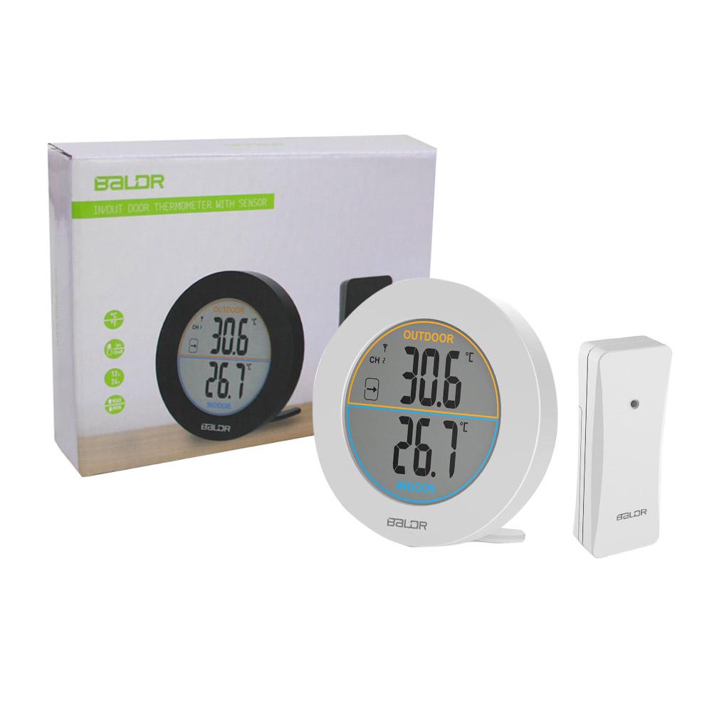 BALDR Wireless Indoor/Outdoor Thermometer - Surface/Wall Mounted Temperature Monitor, 2.5”LCD Display Thermometer with Min/Max Records & Trend Arrows - BALDR Electronic