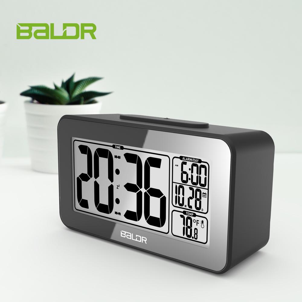 BALDR CL0326 Digital Alarm Clock with Calendar and Temperature, Light Sensitive Backlit - BALDR Electronic