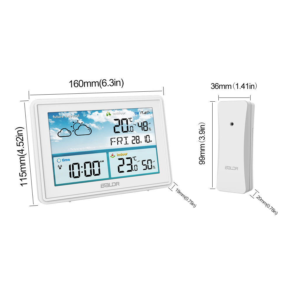 White BALDR Atomic Wireless Weather Station with Indoor Outdoor Thermometer & Hygrometer  design and features 