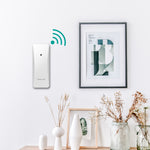 White BALDR Atomic Wireless Weather Station with Indoor Outdoor Thermometer & Hygrometer  design and features  Wireless transmitter usage scenario
